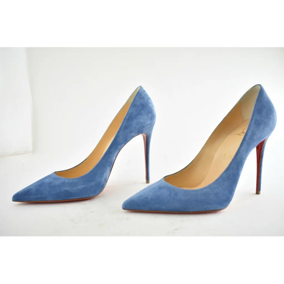 Christian Louboutin Kate 100 LAC Blue Suede Pointed Toe Classic Heel Pump 42 - Picture 9 of 12